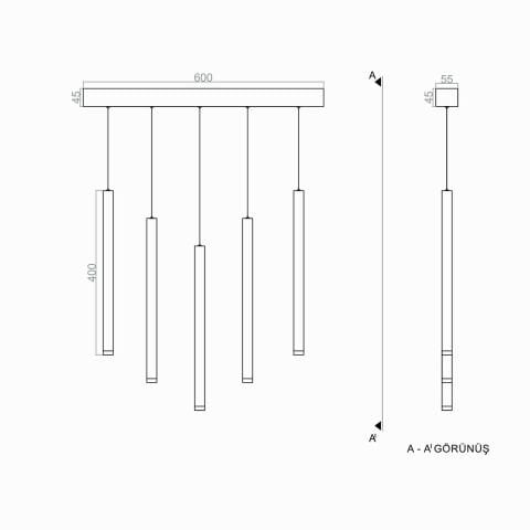 Sarkıt Led Avize Lux Rod PLA83000L Led Avize