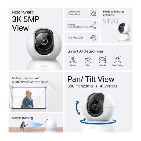 TP-LINK 5MP Tapo C230 Pan/Tilt AI Ev Güvenlik Wi-Fi Kamera