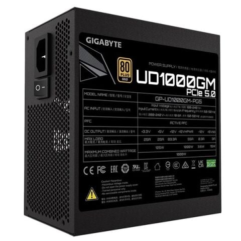 GIGABYTE 1000W 80+ GOLD GP-UD1000GM PG5 PCIE 5.0 Tam Modüler Power Supply