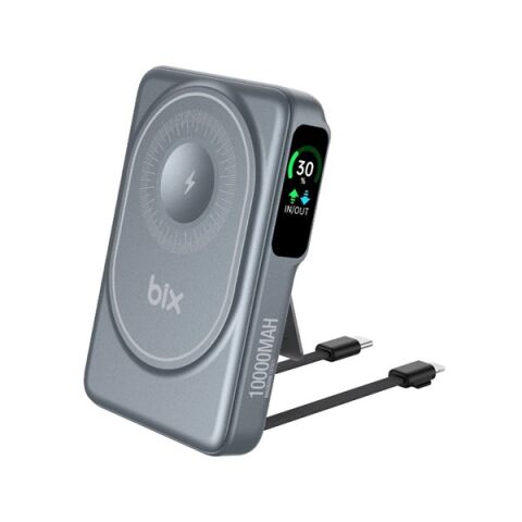 <![CDATA[BİX 10000mAh TPB16-GR 6'SI 1 ARADA OLED EKRANLI Gri KABLOSUZ POWERBANK]]>