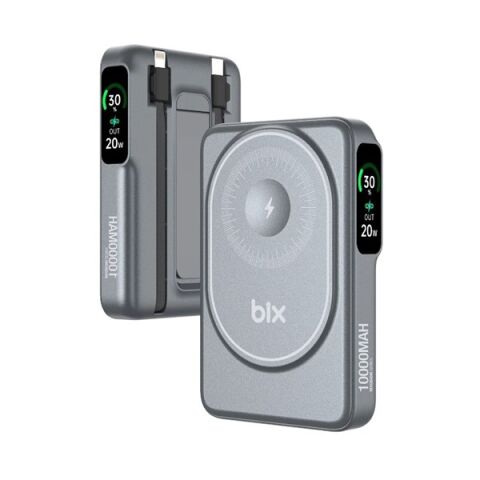<![CDATA[BİX 10000mAh TPB16-GR 6'SI 1 ARADA OLED EKRANLI Gri KABLOSUZ POWERBANK]]>