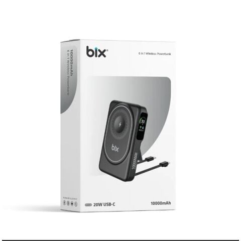 BİX 10000mAh TPB16-BK 6'SI 1 ARADA OLED EKRANLI Siyah KABLOSUZ POWERBANK