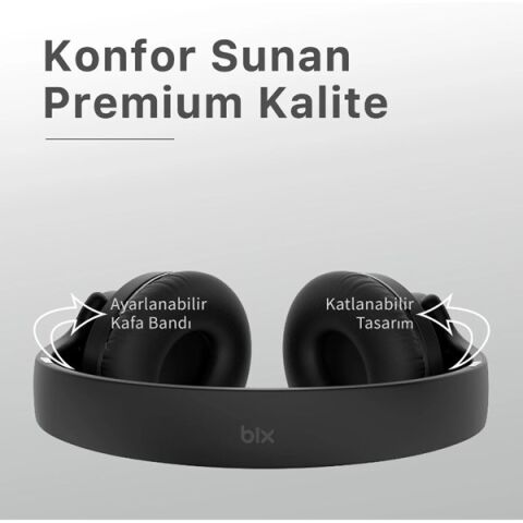 BİX BH2-BK Siyah SOUNDCRAFT BH2 KATLANABİLİR KULAKÜSTÜ KABLOSUZ KULAKLIK