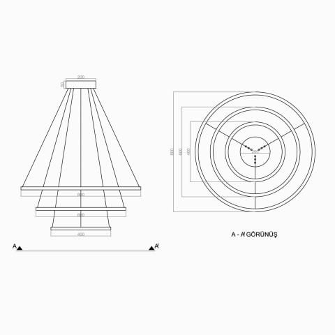 Sarkıt Led Avize 3Cirkel PLA30043 Led Avize