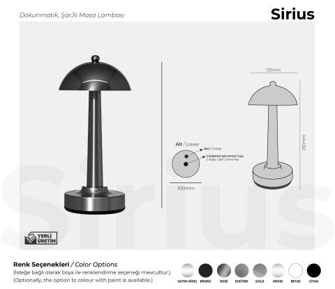 Şarjlı Masa Lambası Sirius Premium