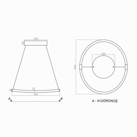 Sarkıt Led Avize Ovate PLA32093A Beyaz RAL9003 - 3000K - Gün Işığı