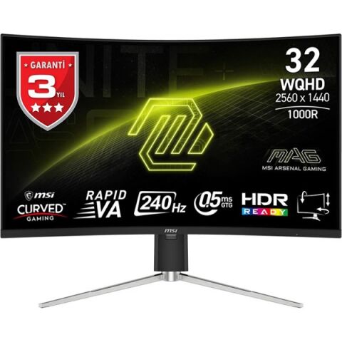 MSI 31.5'' VA MAG 325CQRXF E2 0.5MS 240HZ HDMI-DP KAVISLI GAMING MONİTÖR 2560X1440