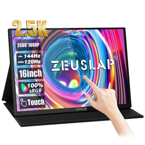 ZEUSLAP 16'' Dokunmatik IPS P16KT 144Hz mHDMI-TYPE-C Taşınabilir Grafik Tasarım Monitör (2560 X 1440)