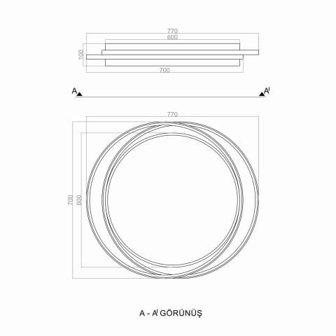 Plafonyer Led Avize PLA36504 İkili Oval Plafonyer