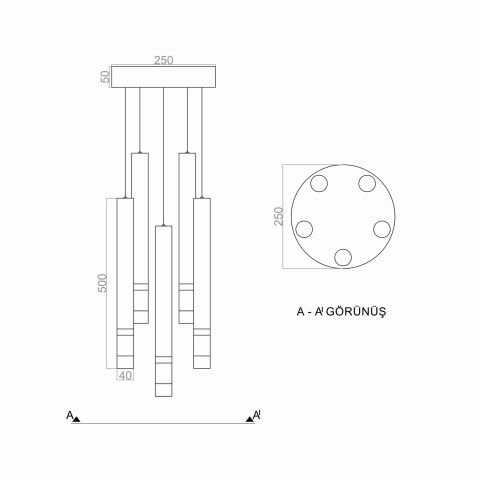 Sarkıt Led Avize Rod Pendant PLA83056Y Led Avize