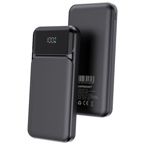 POWERBOOST NIGHT 115B 10000mAh 22.5W LCD GizliLED Siyah Taşınabilir Şarj Cihazı Powerbank