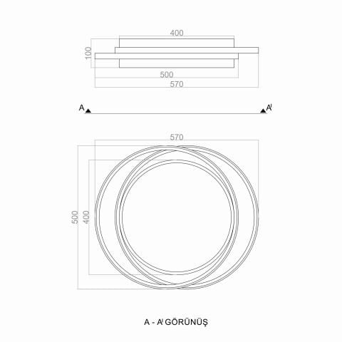 Plafonyer Led Avize PLA36503 İkili Oval Plafonyer Antrasit RAL7016 - 3000K - Gün Işığı