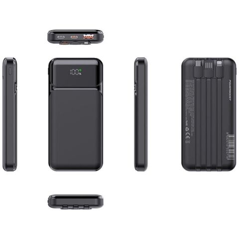 POWERBOOST NIGHT 125B 10000mAh 22.5W Dahili Kablolu LCD Siyah Taşınabilir Şarj Cihazı Powerbank