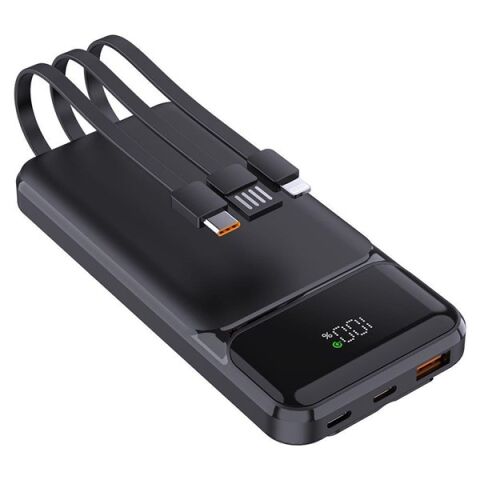 POWERBOOST NIGHT 125B 10000mAh 22.5W Dahili Kablolu LCD Siyah Taşınabilir Şarj Cihazı Powerbank