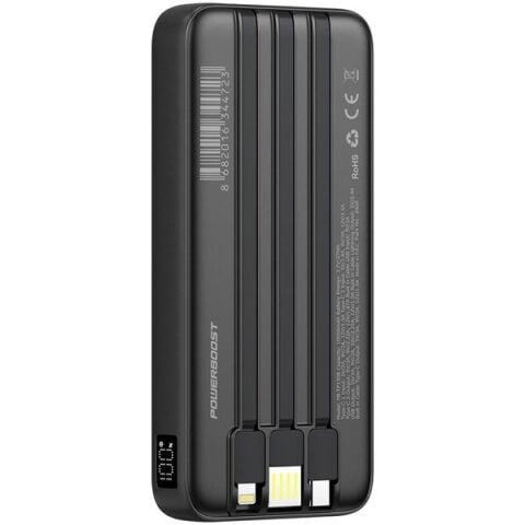 POWERBOOST PRIME 130B 10000mAh 22.5W Dahili Kablolu LCD Siyah Taşınabilir Şarj Cihazı Powerbank