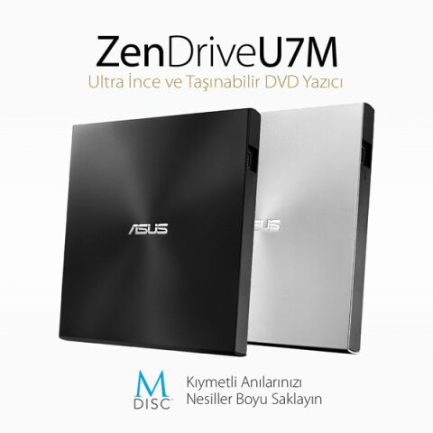 <![CDATA[ASUS 8x ZENDRIVE SDRW-08U7M-U USB 2.0 Slim Harici DVD Yazıcı Siyah]]>