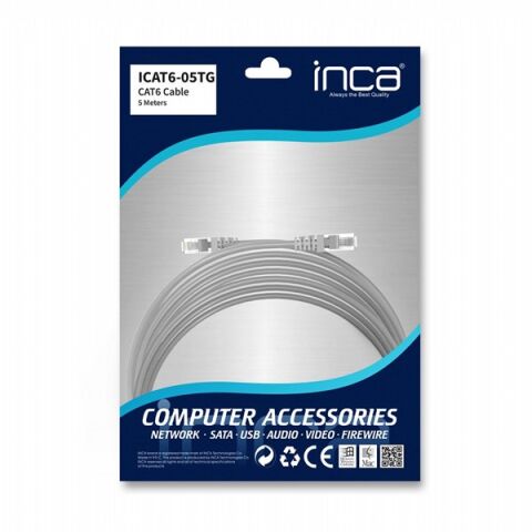 INCA 5m CAT6 Utp ICAT6-05TG Gri Patch Kablo