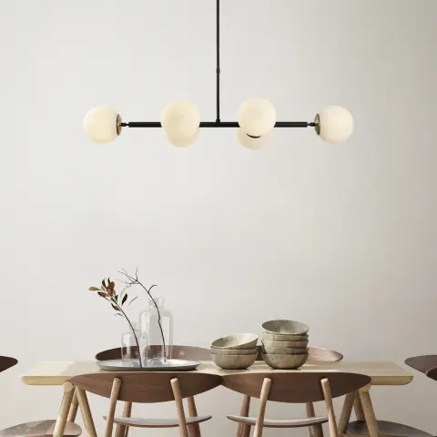 Pütürlü Siyah 6'Lı Camlı Avize PER-10485