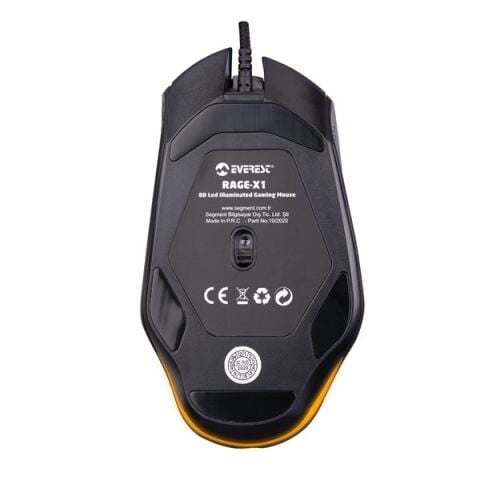 Everest RAGE-X1 Usb Siyah 8 Tuşlu Led Işıklı 6400dpi Gaming Oyuncu Mouse