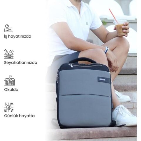 NPO Compact Smart 16'' Gri Notebook Sırt Çantası