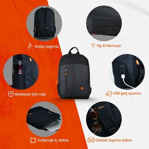 NPO Citylife CL01S Smart 16'' Siyah Notebook Sırt Çantası