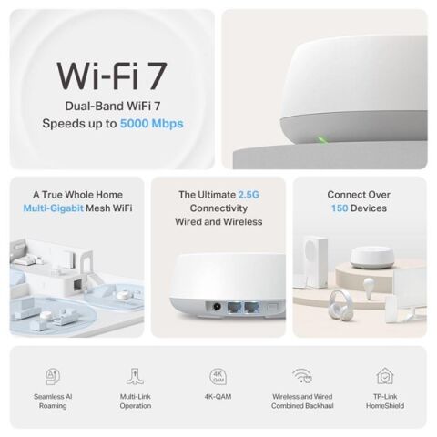 <![CDATA[TP-LINK BE25 BE5000 WIFI7 EV OFİS TİPİ MESH ROUTER 3-lü paket]]>