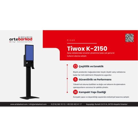 TIWOX 21.5'' K-2150B CORE i7 5.nesil 16GB RAM- 256GB SSD- W10 Kiosk 2D Okuyucu-Barkod Yazıcılı Siyah