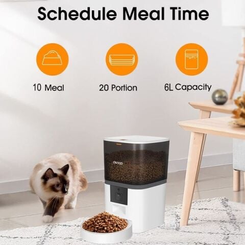 OVIOO QQ005 6 Litre Kameralı ve Uzaktan Wifi Bağlantılı Paslanmaz Kaseli Kedi ve Köpek Besleyici
