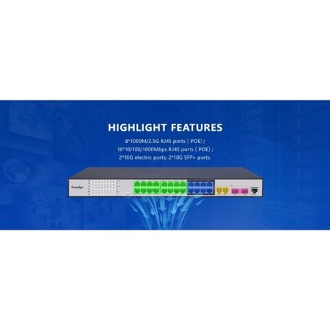 FOREDGE 24port POE PS3024XGPSH 16-GBE/8-2.5GBE 4-10GBE SFP 360W LAYER3 YÖNETİLEBİLİR SWITCH