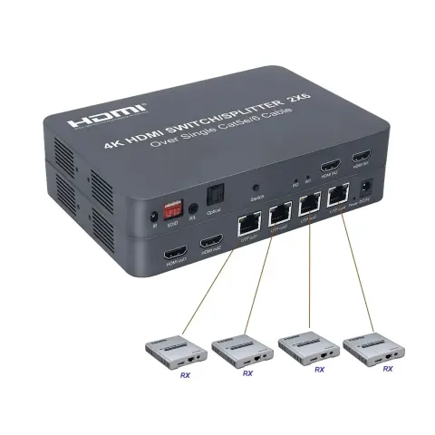 Uptech KX1426 HDMI 2x6 Matrix Switch with Extender 120m 2 in 6 Out