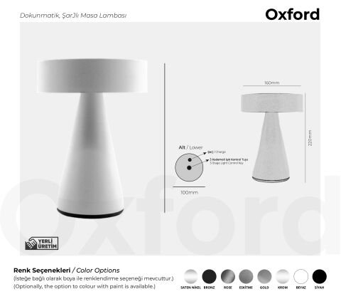 Şarjlı Masa Lambası Oxford Premium