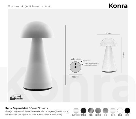 Şarjlı Masa Lambası Konra Premium