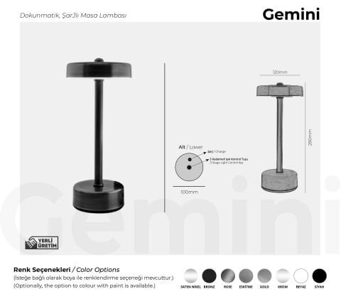 Şarjlı Masa Lambası Gemini Premium