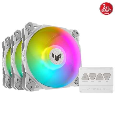 Asus Tuf Tf120 Soğutucu Kasa Radyatör Fanı Beyaz Adreslenebilir Argb 120Mm 3 In 1
