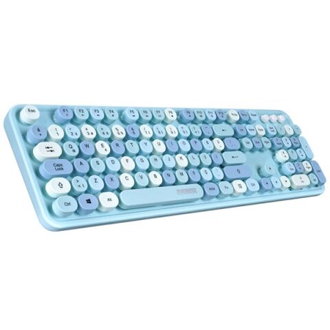 EVEREST Q ROUND KM-6282 Renkli Tuşlu Mavi Kablosuz Multimedia Klavye + Mouse Set