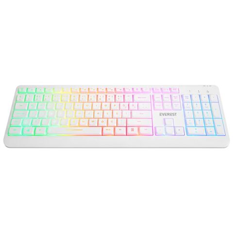 EVEREST Q TR KM-1500 Beyaz Kablosuz Rainbow Aydınlatmalı Q Multimedia Klavye + Mouse Set