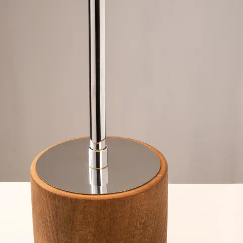 Natural Ahşap Krom Abajur Başlıklı Tekli Masa Lambası PER-778