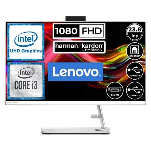 LENOVO 23.8'' IDEACENTRE F0GH00HKTX CORE i3 1215U 8GB RAM- 256GB SSD- O/B UHD FRD Beyaz