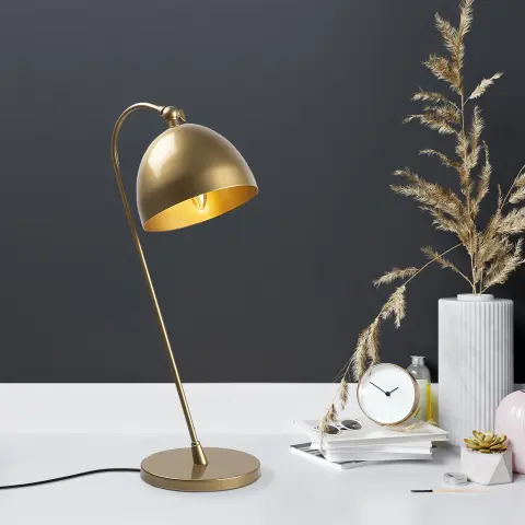 Parlak Gold Metal Sıvama Tekli Masa Lambası PER-12291