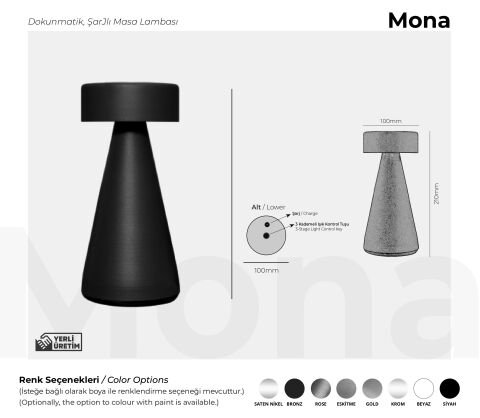 Şarjlı Masa Lambası Mona Premium