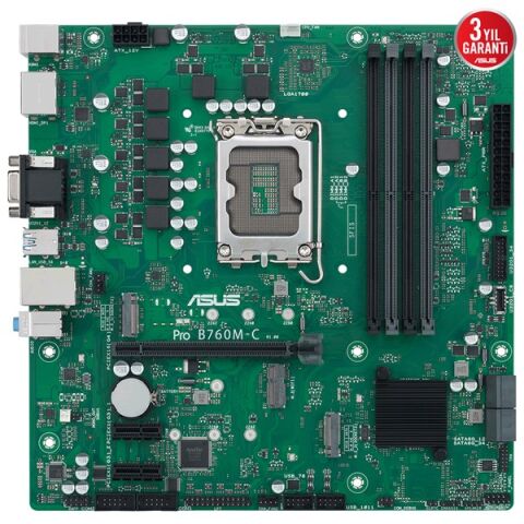 ASUS PRO B760M-C-CSM DDR5 HDMI-DP PCIE 4.0 1700P MATX KURUMSAL ANAKART