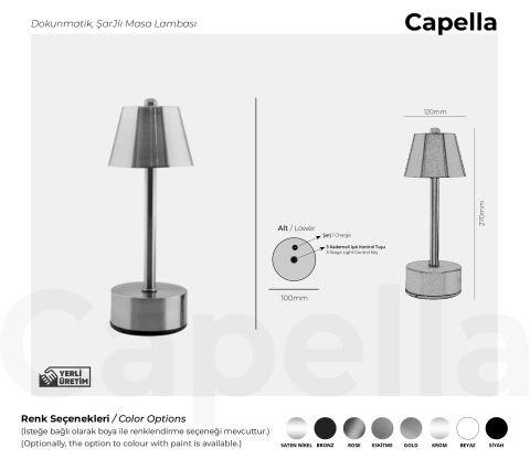Şarjlı Masa Lambası Capella Premium