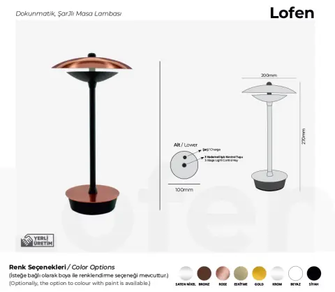 Şarjlı Masa Lambası Lofen Premium