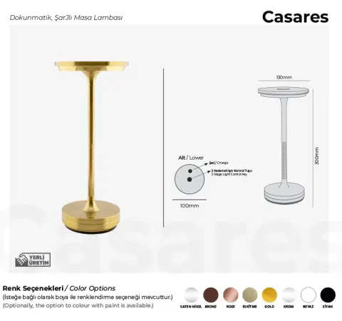 Şarjlı Masa Lambası Casares Premium