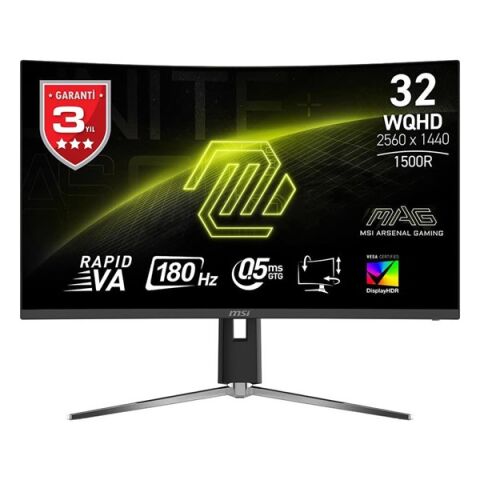 MSI 31.5'' RAPID VA MAG 32CQ6PF 0.5MS 180HZ HDMI-DP KAVISLI GAMING MONİTÖR 2560X1440