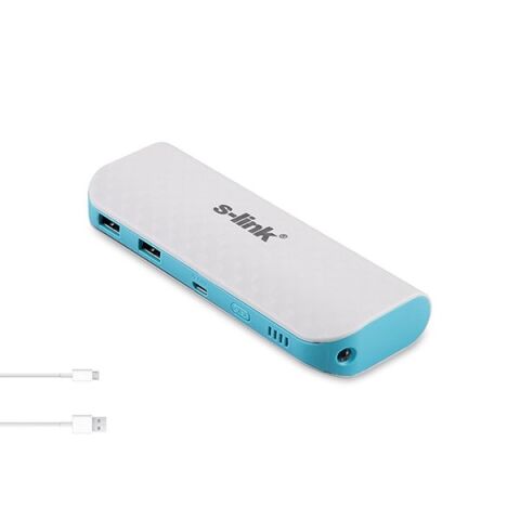 S-link IP-8044 8000mAh 1A/2.1A 2*Usb Beyaz/Mavi Taşınabilir Pil Şarj Cihazı