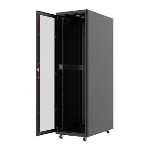 AGER 42U 600x1000mm Dikili Tip Siyah Kabinet Vega AG-VB42U6010S1 Cam Kapak