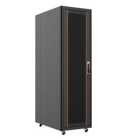AGER 42U 600x1000mm Dikili Tip Siyah Kabinet Vega AG-VB42U6010S1 Cam Kapak