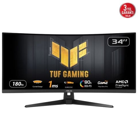 ASUS 34'' TUF GAMING VG34VQ3B 1MS 180HZ DP HDMI GAMING MONİTÖR 3440X1440