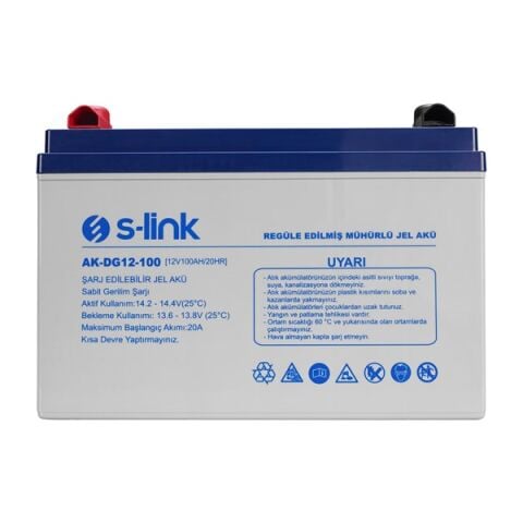 <![CDATA[S-link AK-DG12-100 12V 100Ah Nano Silikon Jel Akü]]>